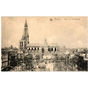 "Anvers Place Verte et Cathédrale- Antwerp, Belgium Postcard"